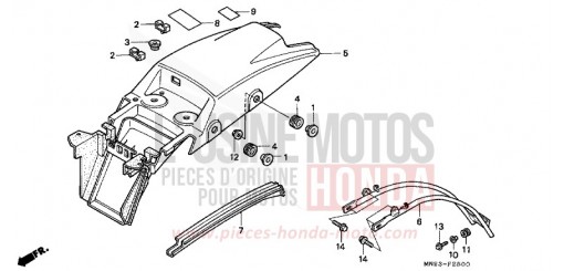 GARDE-BOUE ARRIERE NX650K de 1989
